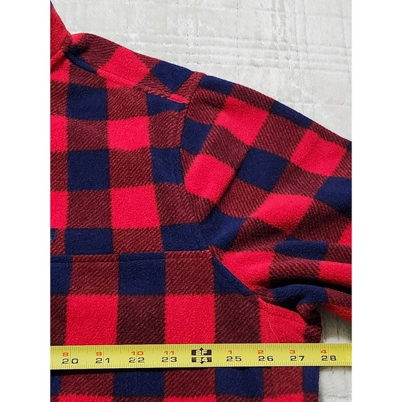 Lands' End Men's XXL 2XL Blue and Red Buffalo Plaid Fleece Quarter Button - Picture 4 of 6